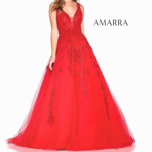 Red Amarra Tulle Prom Gown